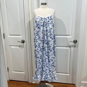 Vintage Y2K Victoria's Secret Floral Nightgown Prairie Cottage Blue White Size L